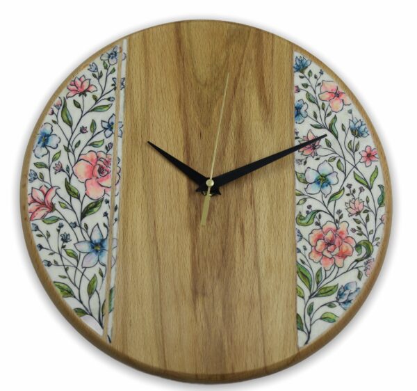 Beechwood-wall-clock-floral-pattern